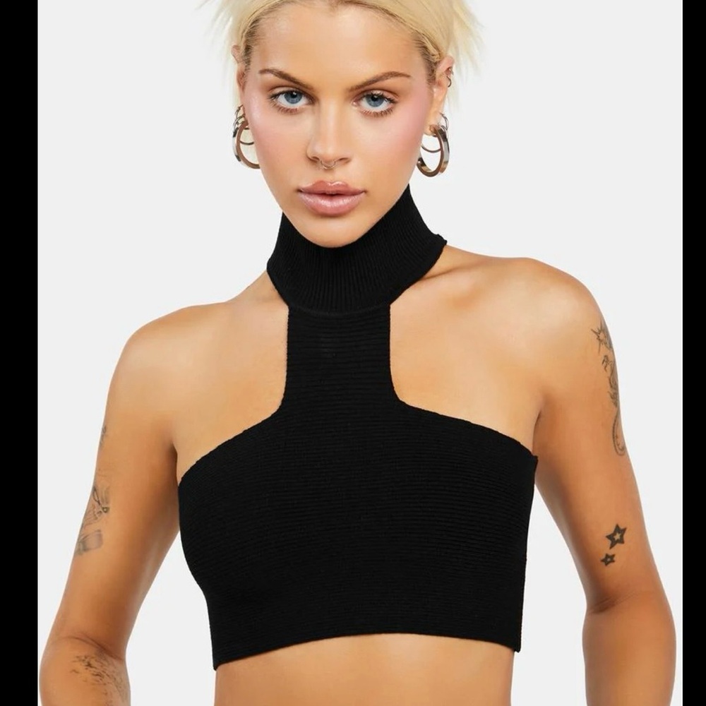 Edikted Black Halter Crop Top